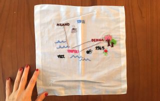 Embroidered Mindili (my handkerchief), by Martina Melilli